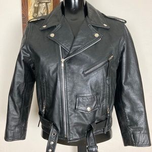 VTG Cropped Terminator 2 Leather Motorcycle Jacket